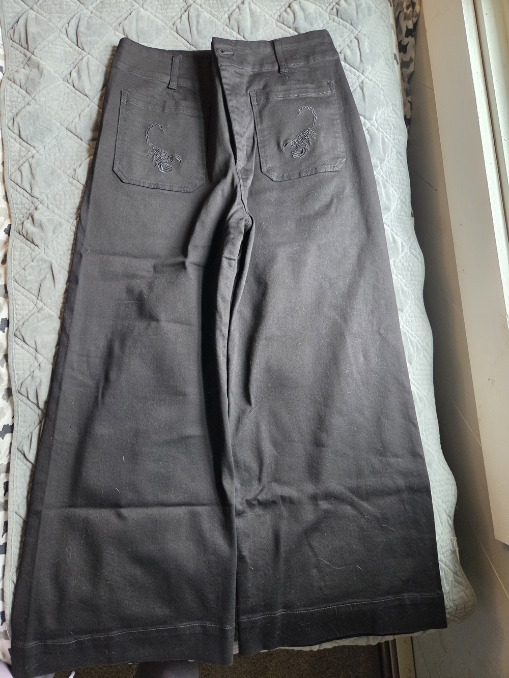 Women’s Wide Leg Jeans in Black Midnight Hour Size XL Scorpion